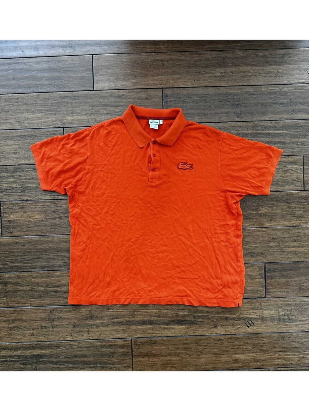 Lacoste Polo Short Sleeve Big Croc Orange Men Size 9R